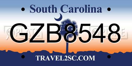 GZB8548 South Carolina License Plate