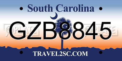 GZB8845 South Carolina License Plate