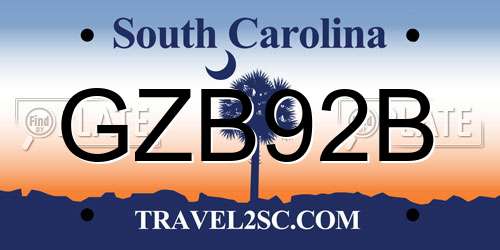 GZB92B South Carolina License Plate