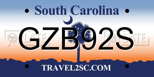 GZB92S South Carolina License Plate
