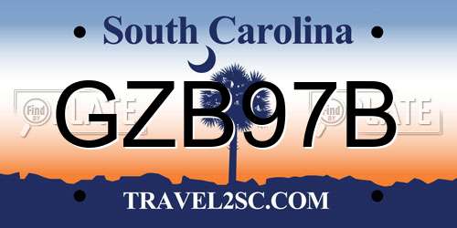 GZB97B South Carolina License Plate
