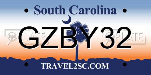 GZBY32 South Carolina License Plate