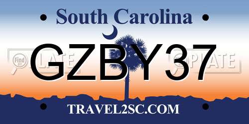 GZBY37 South Carolina License Plate