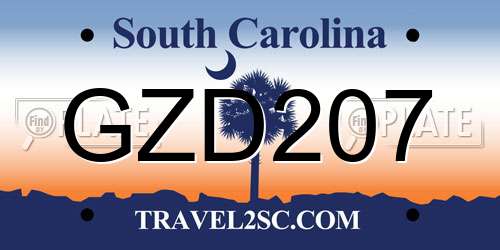 GZD207 South Carolina License Plate
