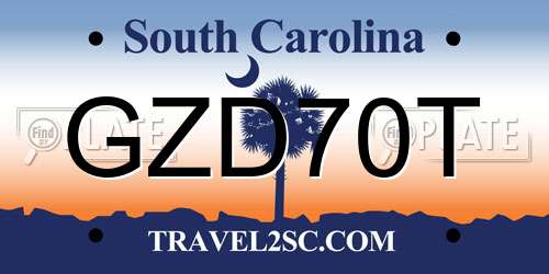GZD70T South Carolina License Plate