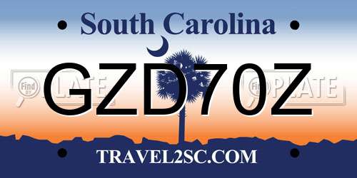 GZD70Z South Carolina License Plate