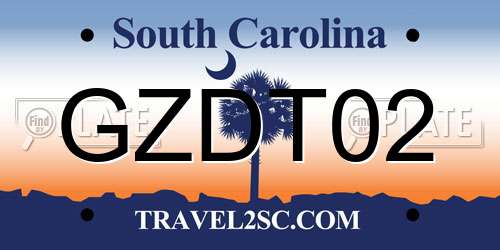 GZDT02 South Carolina License Plate