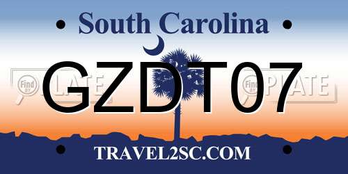 GZDT07 South Carolina License Plate