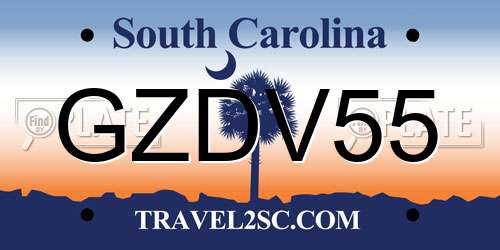 GZDV55 South Carolina License Plate