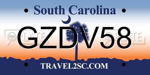 GZDV58 South Carolina License Plate