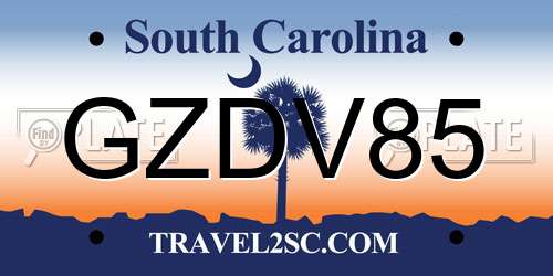 GZDV85 South Carolina License Plate