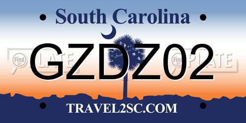 GZDZ02 South Carolina License Plate