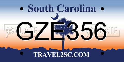 GZE356 South Carolina License Plate
