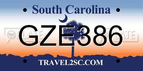 GZE386 South Carolina License Plate
