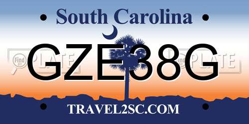 GZE38G South Carolina License Plate