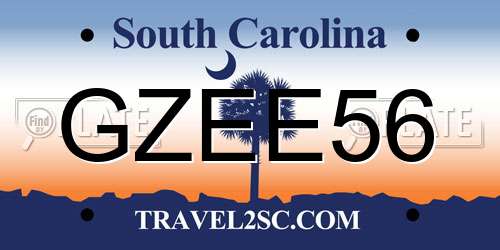 GZEE56 South Carolina License Plate