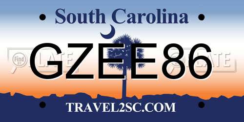GZEE86 South Carolina License Plate