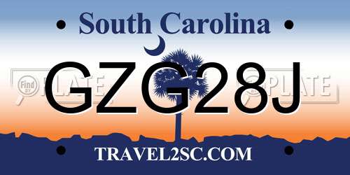 GZG28J South Carolina License Plate