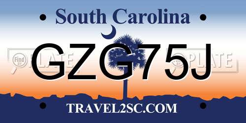 GZG75J South Carolina License Plate