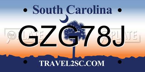 GZG78J South Carolina License Plate