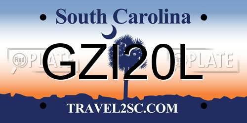 GZI20L South Carolina License Plate