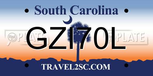 GZI70L South Carolina License Plate