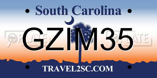 GZIM35 South Carolina License Plate