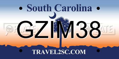 GZIM38 South Carolina License Plate