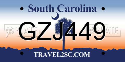 GZJ449 South Carolina License Plate