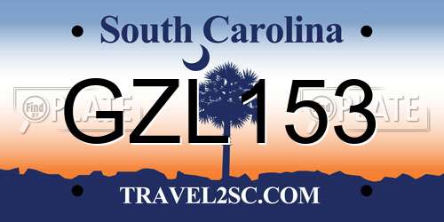 GZL153 South Carolina License Plate
