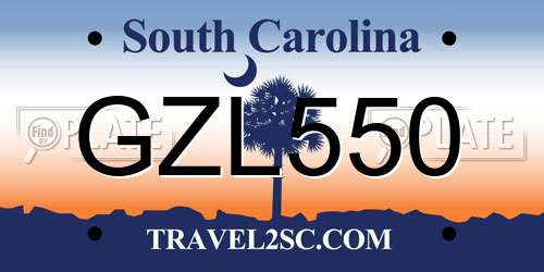 GZL550 South Carolina License Plate