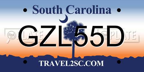 GZL55D South Carolina License Plate