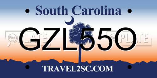 GZL55O South Carolina License Plate