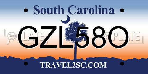 GZL58O South Carolina License Plate