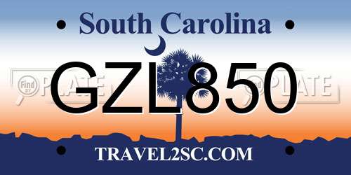 GZL850 South Carolina License Plate