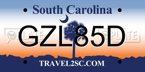 GZL85D South Carolina License Plate