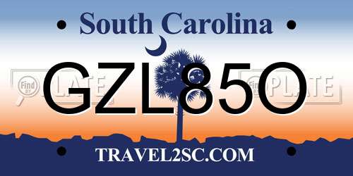 GZL85O South Carolina License Plate