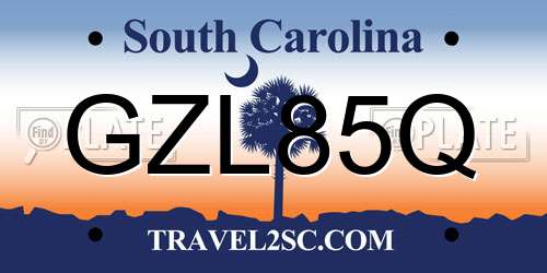 GZL85Q South Carolina License Plate