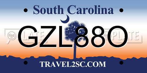 GZL88O South Carolina License Plate