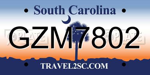 GZM7802 South Carolina License Plate