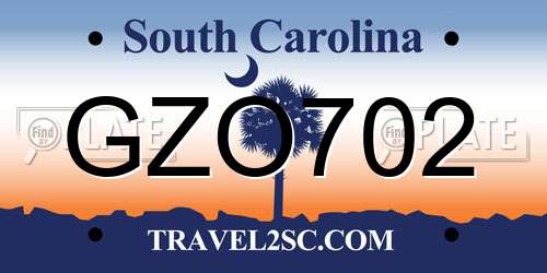 GZO702 South Carolina License Plate
