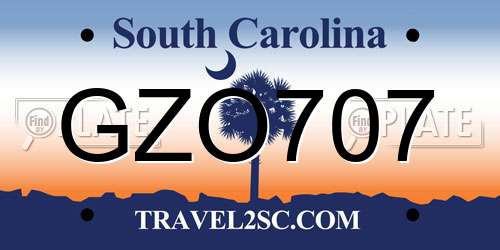 GZO707 South Carolina License Plate