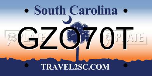 GZO70T South Carolina License Plate