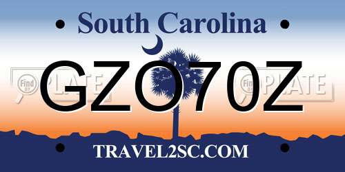 GZO70Z South Carolina License Plate