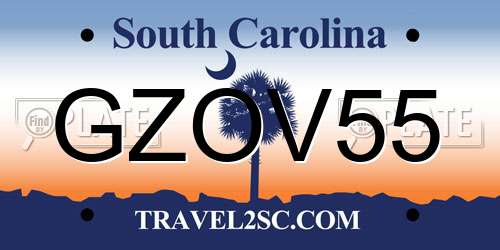 GZOV55 South Carolina License Plate