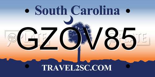 GZOV85 South Carolina License Plate