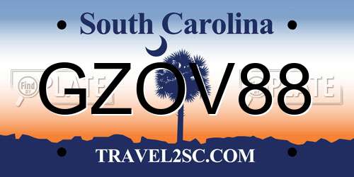 GZOV88 South Carolina License Plate