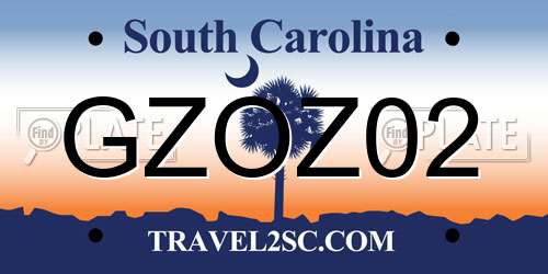 GZOZ02 South Carolina License Plate