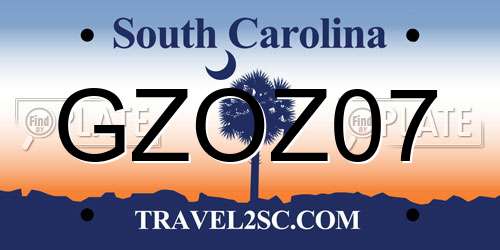 GZOZ07 South Carolina License Plate