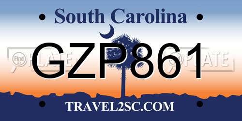 GZP861 South Carolina License Plate